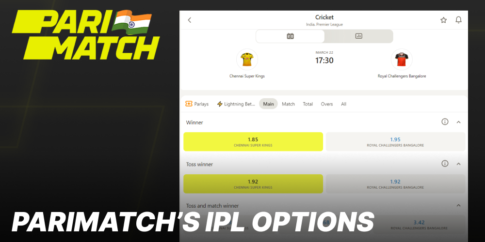 IPL betting options at Parimatch